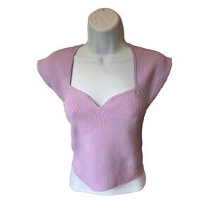 House of Harlow 1960 Tank Top Size M Lilac NEW Ribbed Stretch Sweetheart V Neck